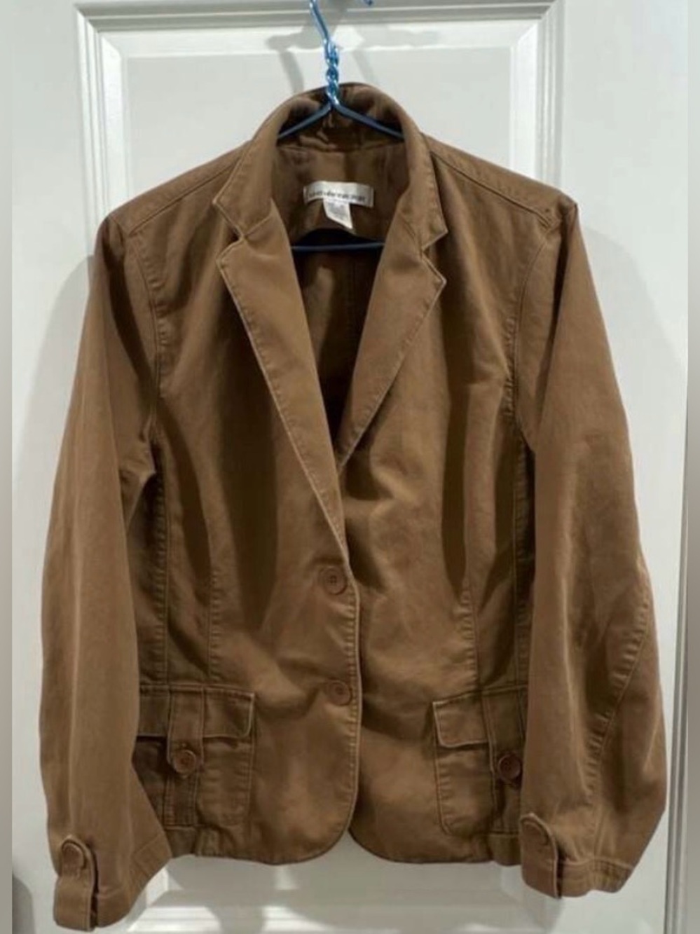 Jones New York Sport Women's Brown Cotton Canvas Utility Blazer